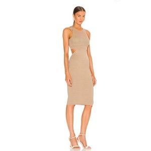 Atoir Nude Beige Truffle Rosa Cut Out Sides Knit Dress Size 4